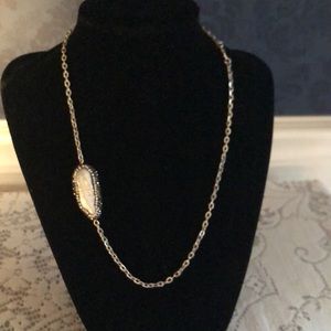 Unique oval shaped fresh water pearl and agate rhinestone necklace